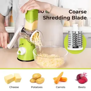 Manual Rotary Grater For Cheese And Vegetable Potato Slicer Mandoline Chopper Stainless Steel Cutter Kitchen Accessorie Tools Round Utensils
