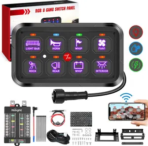 Nilight 8 Gang Switch Panel Circuit Control Relay System APP RGB Backlight Fuse Wiring Harness Automatic Dimmable ON Off LED Switches Pod for 12V 24V Cars Trucks Campers SUV