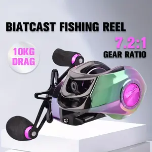 [W] Colorful Baitcasting Reel 7.2:1 Speed Ratio 17.64LB Magnetic Brake Left/Right Hand Aluminum Alloy Nylon Body for Freshwater/Saltwater Fishing