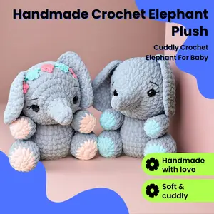 Handmade Crochet Elephant Plush – Baby Gift | Soft & Adorable Toy