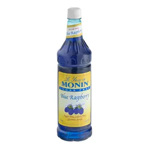 Monin Sugar Free Blue Raspberry Flavored Syrup 1 Liter Premium Gourmet Beverage Enhancer