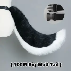 New Adjustable Belt Fox Tail Big Wolf Dog Tail  Furry Tail Cosplay Costume Props Unisexy Faux Fur Tail Cosplay Dress Pros 70cm Menswear Clothes
