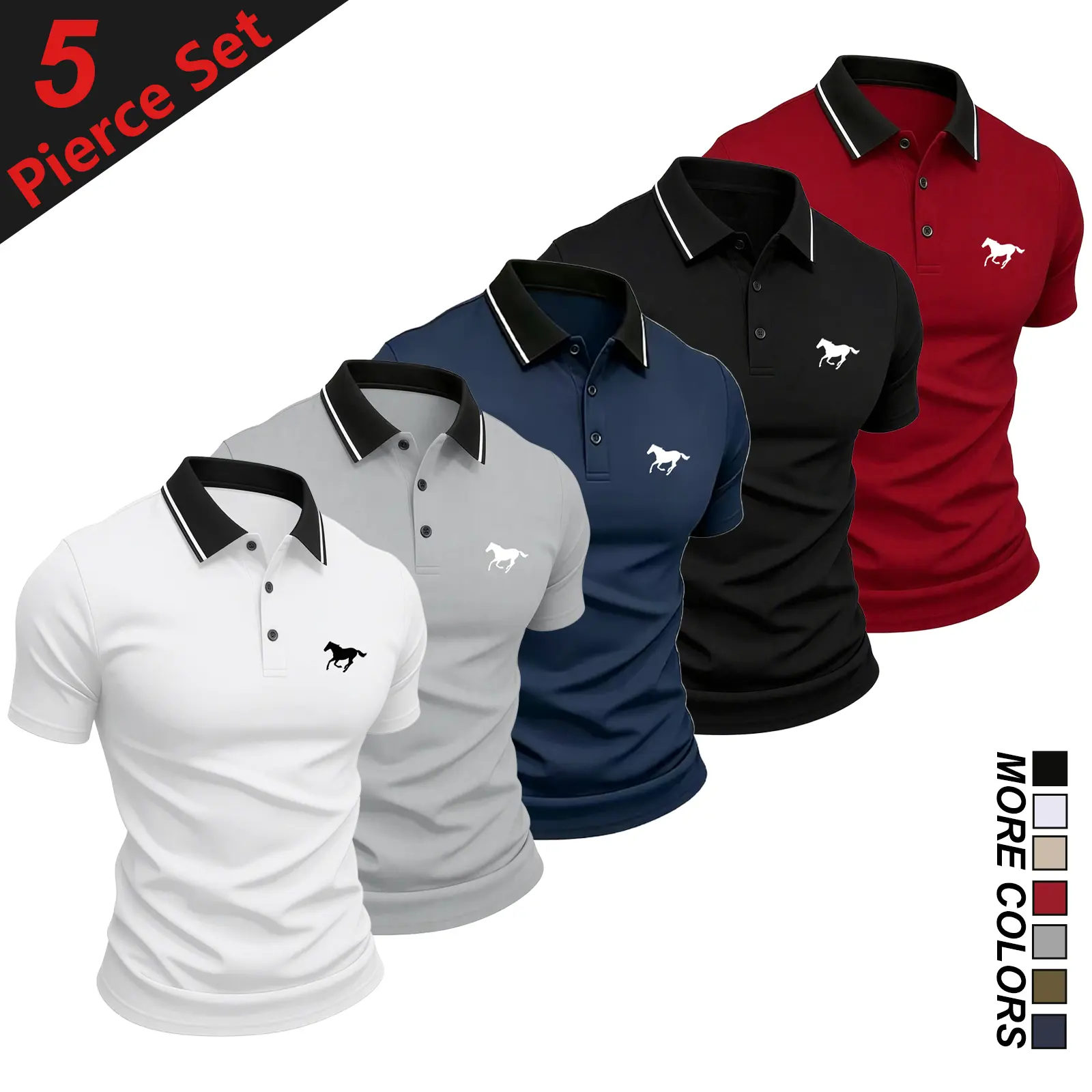 5-pack men's summer tops with animal printpatterns, button placket and collar; polyesterpolo shirts that are machine washablecomfortable and stretchy-suitable for golf,everyday casual wear, fishing, andcamping.,back to school,back to schoolshopping