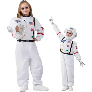 F-CPA21  Kids Astronaut Halloween Costume Set, Boys Girls Space Suit Dress Up, Toddler Pilot Jumpsuit for Themed Party