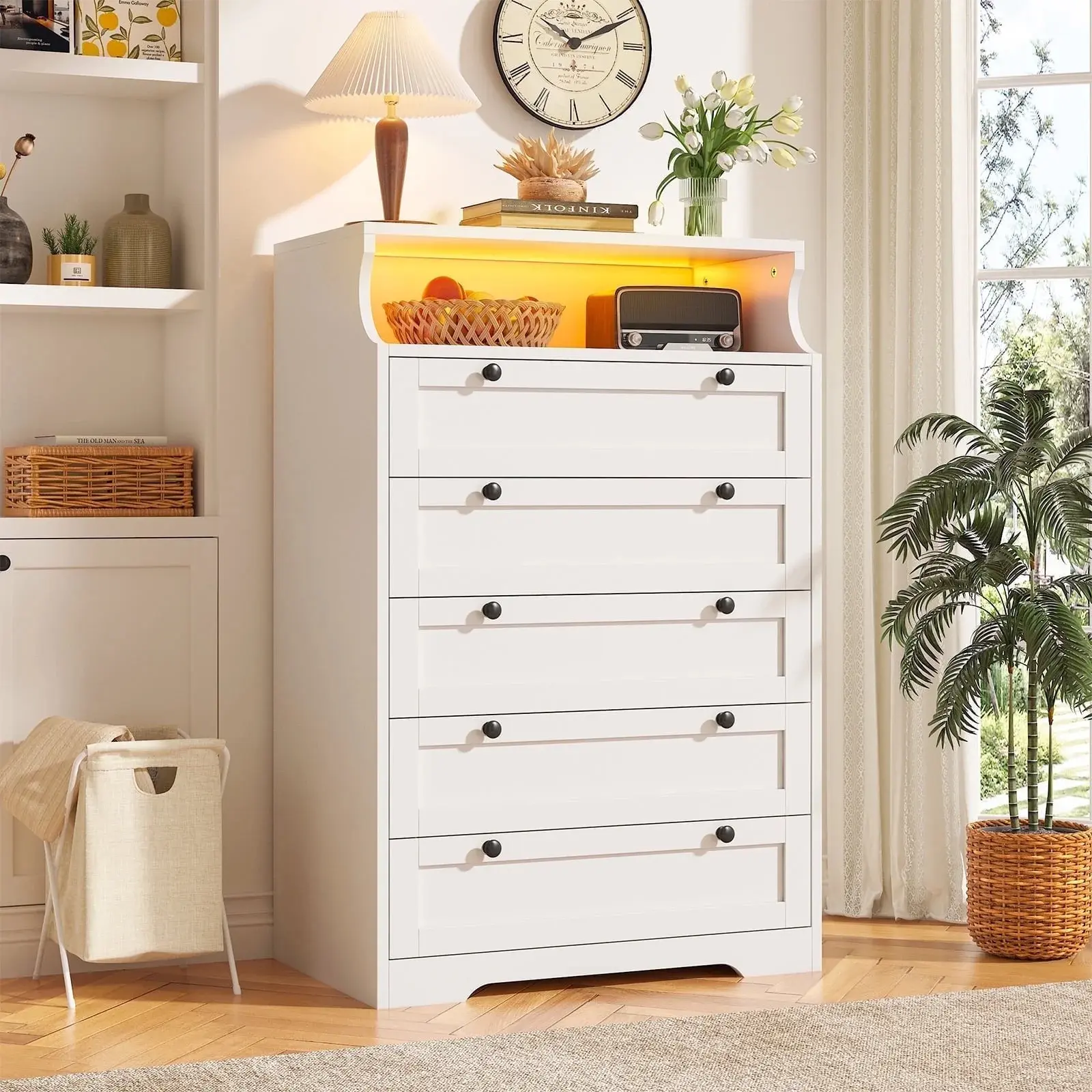 5 Drawer White-With LED
