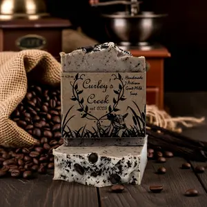 🪵 Barnyard Brew | Goat Milk Soap Bar | Handmade Natural Skincare | Coffee & Coconut Cream | Curley’s Creek