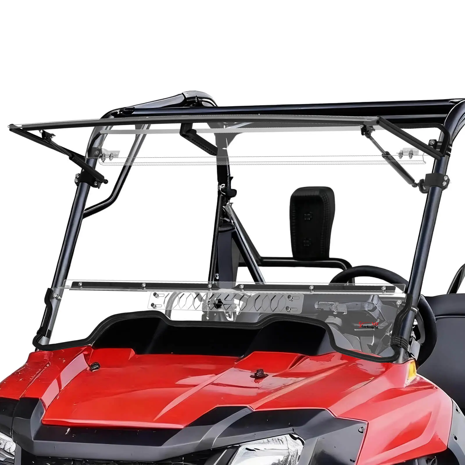 StarknightMT Pioneer 700 Windshield Flip Vented and Rear Mesh Window 3-way Airflow Control;PC;UV Scratch Resistance;Blocks Wind Dust Debris; Sunlight Protection; See-Through Rear View; toolupgrade