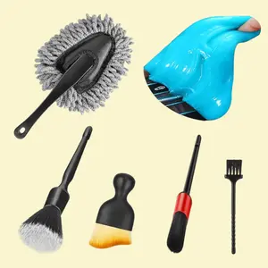 Car Interior Duster Detail Brush Cleaning Gel Kit, Soft Dash Vent Dusting Slime Putty Detailing Brushes Accessories Essentials Supplies Tools for Auto,Truck,SUV,RV