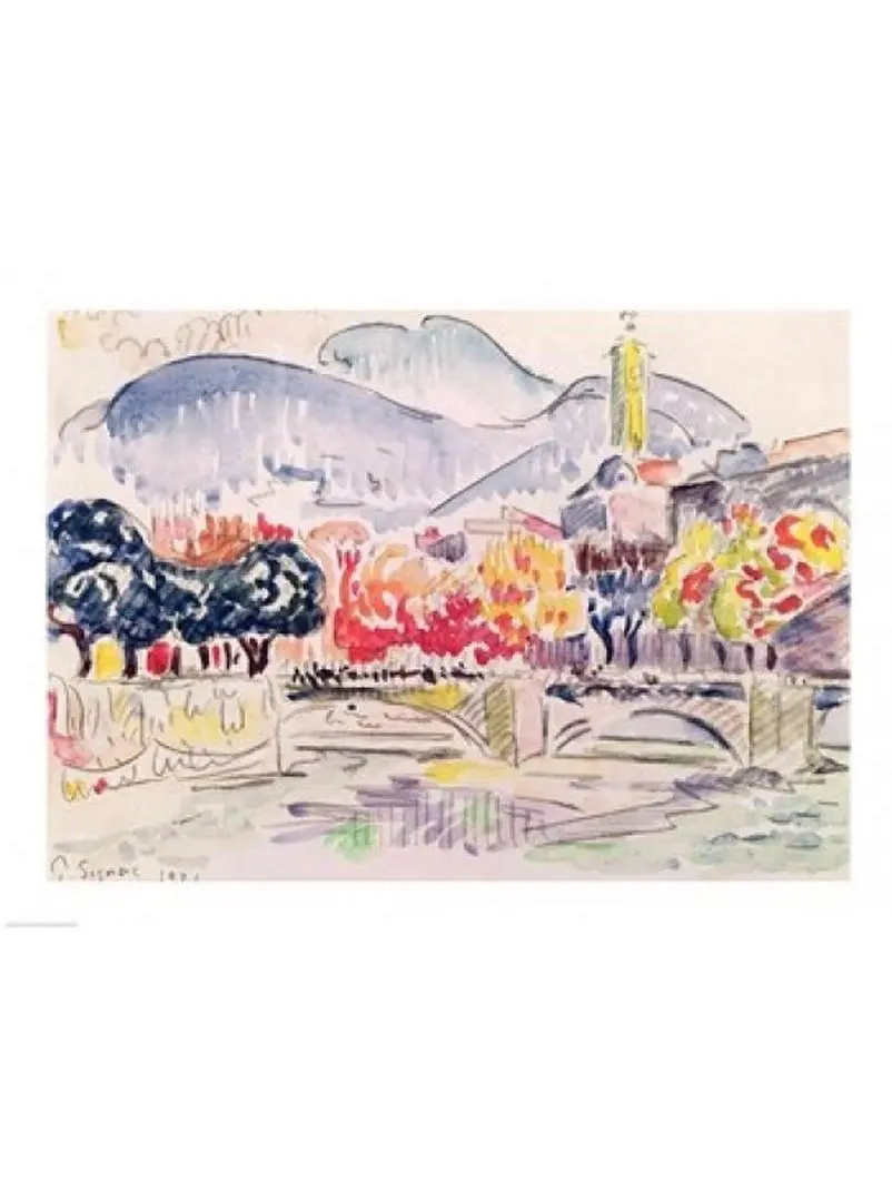 Paul Signac Le Paillon Nice 1921 Artistic Wall Decor Poster Print - 36x24 in. Large Removable Room Home Decor