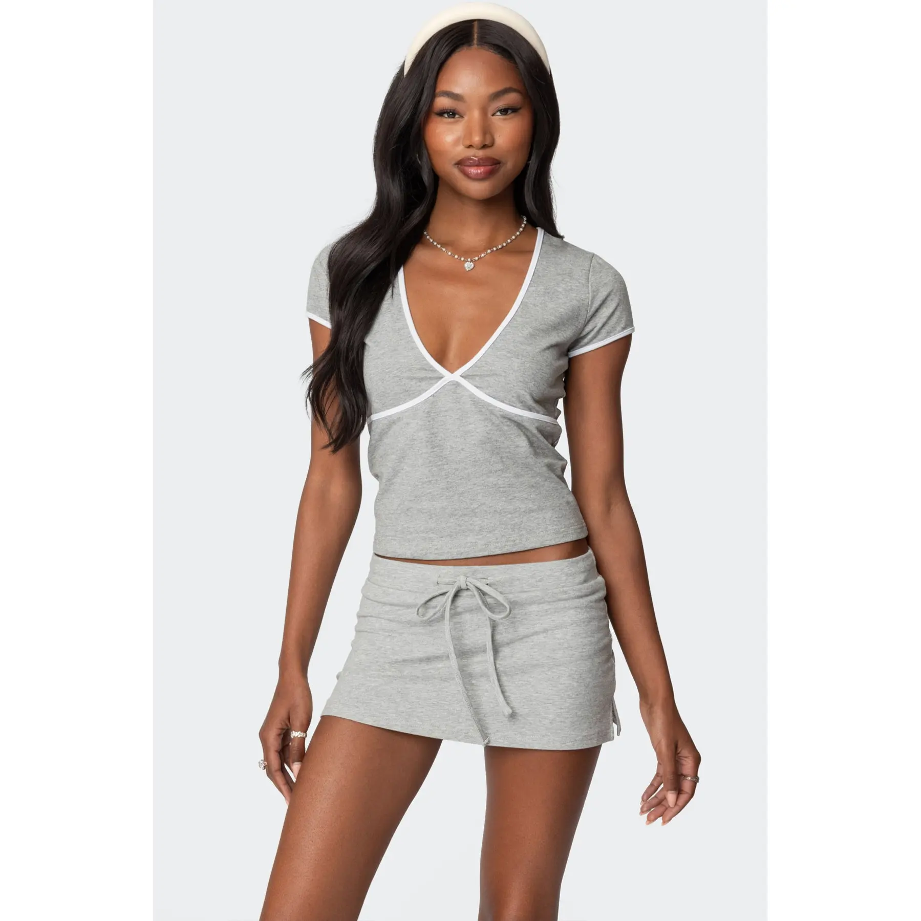 Alicia Contrast V Neck Top