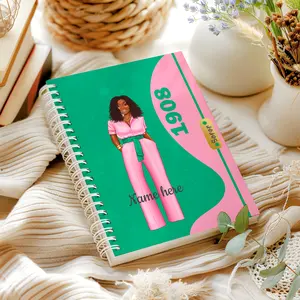 Black Girl Personalized Notebook, Black Owned Business Gift, Aka Lined Journal, Sorority, Sisterhood, 1908 Hardcover Notebook, Pink & Green