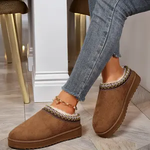 Women's Snow Boots Suede Indoor/Outdoor Comfy Fleece Lined Short Slippers