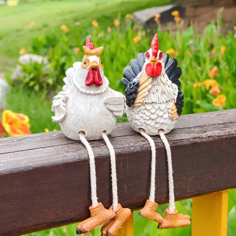 Resin Rooster & Hen Animal Figurine - Garden Statues & Sculptures, Craft Item for Creativity, Easy to Place, Express Creativity, Perfect Outdoor Spaces for Lawns, Balconies
