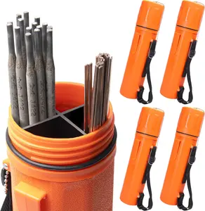 Welding Electrode Storage Tube 4-Pack (3 x 14) -  Proof Welding Rod Container with Adjustable  Strap & Leash-Lid, Divided Liner for Rod Organization