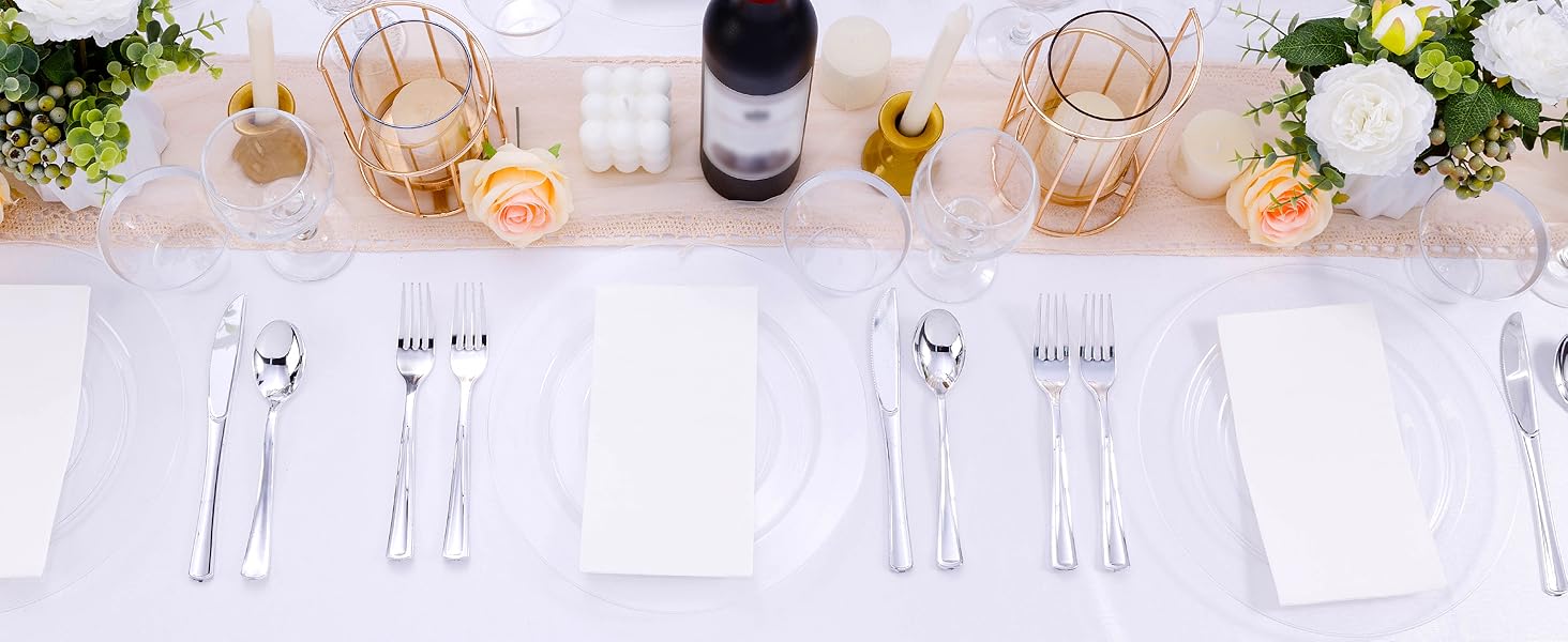 100PCS Black Plastic Dessert Plates, Premium Hard Disposable Plates for Party, Wedding