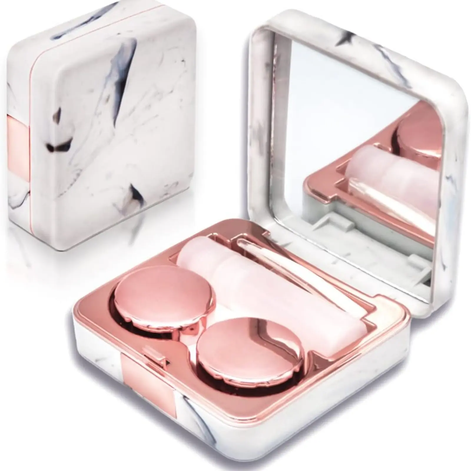 Contact Lens Case, Portable Cute Eye Contacts Colored Lenses Applicator Remover Tool Kit with Mirror Solution Bottle for Travel Daily Outdoor