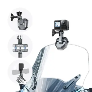 TELESIN Motorcycle Windshield Clip Camera Mount, Quick Release Motorbike Windscreen Clamp for DJI Osmo Action 6 /Osmo Nano/Osmo 360/Action 5 4, Hero 13 12 11 10 9 8, Compatible with Insta 360 X5 X4 Action Cam