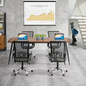 TRIBEWOOD 6FT Conference Table, Rectangular Meeting Room Tables, Modern Industrial Seminar Table Boardroom Desk with Metal Legs for Office, 70.8’’ L x 31.5’’ W x 29.5’’ H