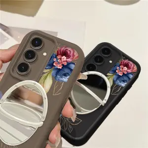 1 Piece Chic Galaxy A13 5GPhone Cases Pink rose Circular mirror bracket Pattern Case Suitable For Galaxy A13 5G Made Of Comfortable feel With Elegant For Entertainment