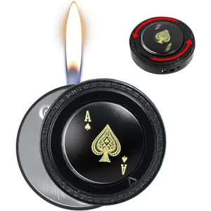 Refillable Butane Lighter Accessories - Cool Ace of Spades Design Soft Flame Electronic Lighter, Portable Unique Gift for Adults (No Gas)