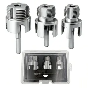 3-Piece Heavy-Duty PVC Plastic Pipe Threading Tool Set, 1/2" 3/4" 1" Internal External Threads Electric Drill Compatible, For DIY and Professional Plumbing Installations, Dual Use Hand Tools Compatible with PPR MPP Pipes Summervibes