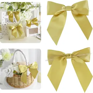 Satin Bows 5.5" Bows for  Wrapping Satin Twist Tie Bows Premade Ribbon Bows for  Bags Invitations Baskets Wreaths Crafts Wedding Birthday Party Decorations, 24 count
