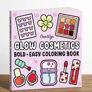 Glow Cosmetics: Coloring Book for Adults and Kids, Simple and Big Designs for Relaxation Featuring Cosmetic Items, Makeup, and Skincare Products