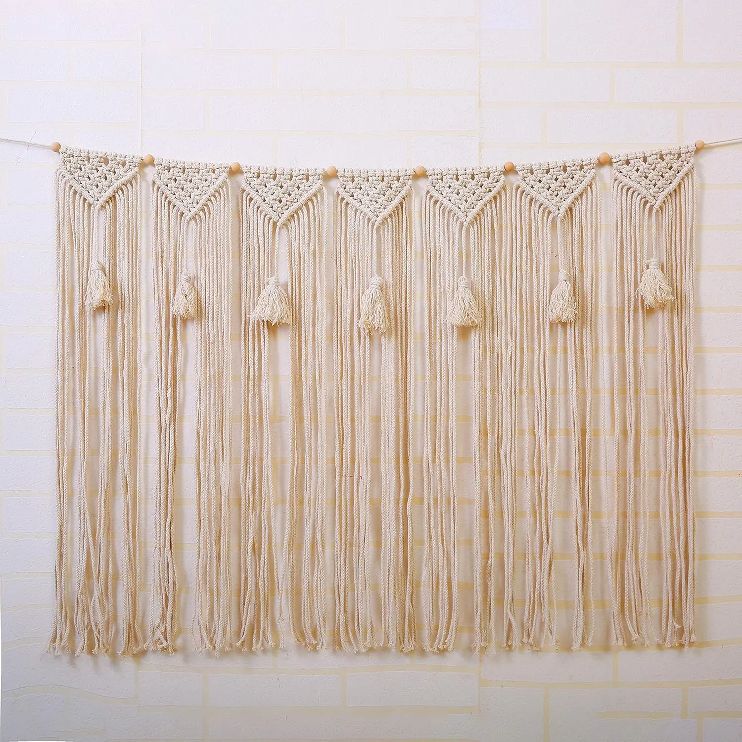 laddawan Macrame Wall Hanging Wall Tapestry Large Bohemian Wall Decoration for Wedding Backdrop Curtain Fringe Garland Banner Bedroom Living Room Gallery Baby Nursery (NO.5)