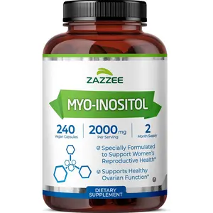 Zazzee Myo-Inositol Capsules, 2000 mg per Serving, 180 Vegan Capsules, Ideal Dosage for 40:1 Ratio, 100% Vegetarian, Hormone Balance & Healthy Ovarian Function Support, All-Natural and Non-GMO