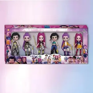 K-Pop 6-Piece Figurine Set (Boxed), Anime Inspired Collectible Dolls, Cute Cartoon Characters, Perfect Home and Office Decor, Ideal Christmas Gift,Demon Hunters Kpop Merch