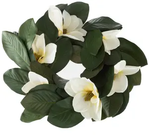 24-inch Artificial Magnolia Wreath for Indoors of Covered Patio Decor Decorative