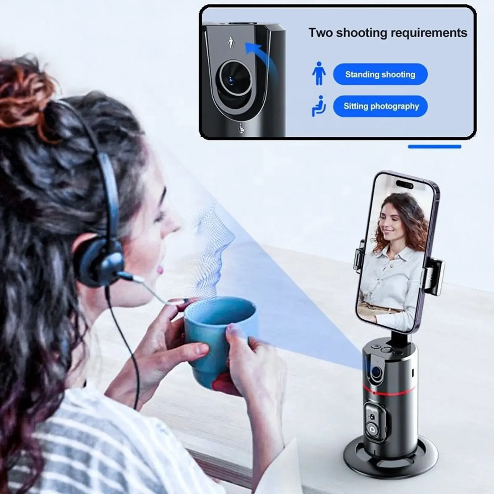 Ohhgo Smartphone Face Tracking Automatic Tripod, Perfect for TikTok, Vlogging, Live Streaming & YouTube Videos Selfie Gadget
