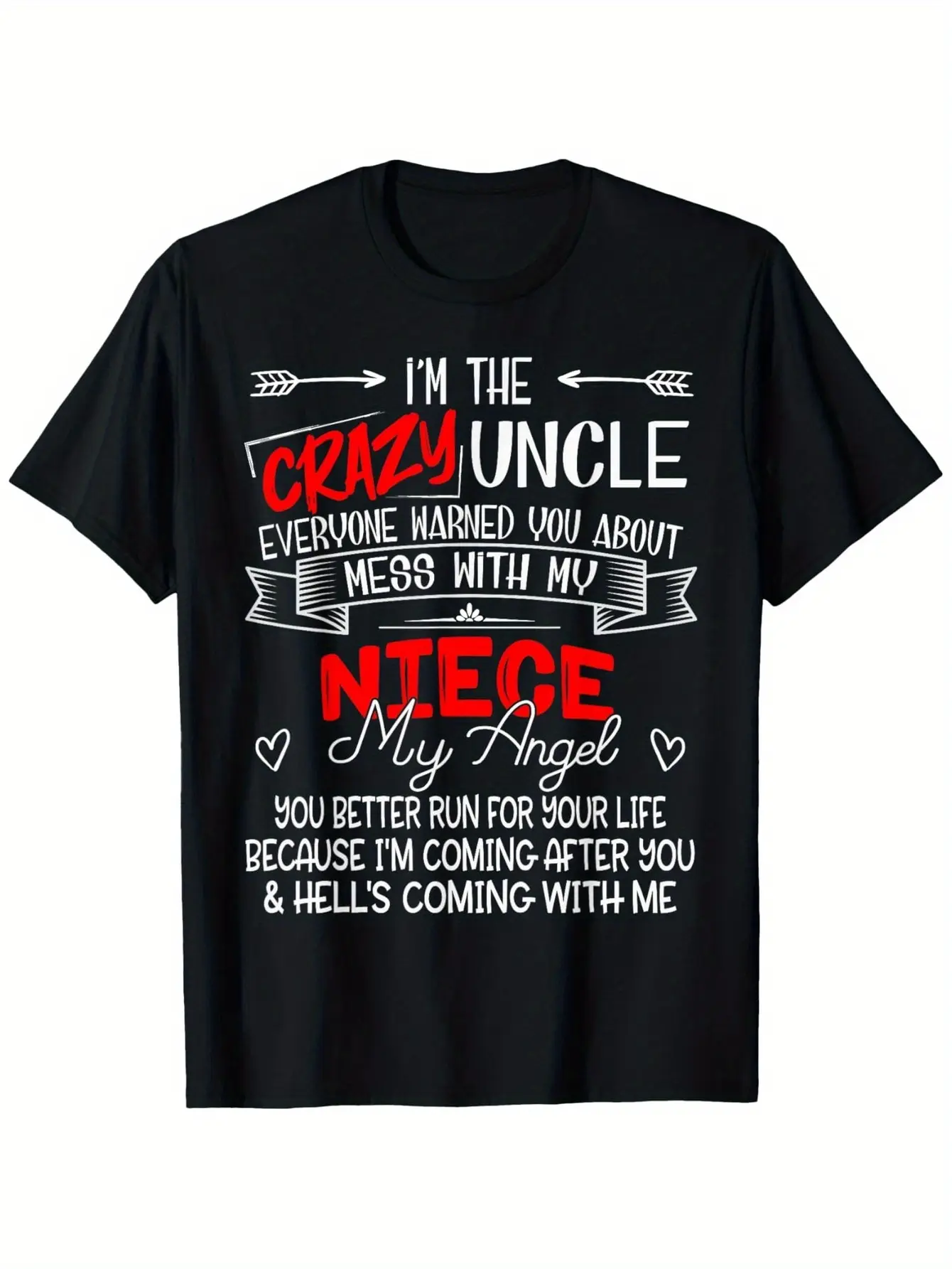 Funny Uncle Graphic T-Shirt - _I'm The Crazy Uncle unisex soft cotton short sleeve t shirt, vintage graphic casual tee for men women teens, perfect birthday holiday gift for camping travel gym daily street casual wear