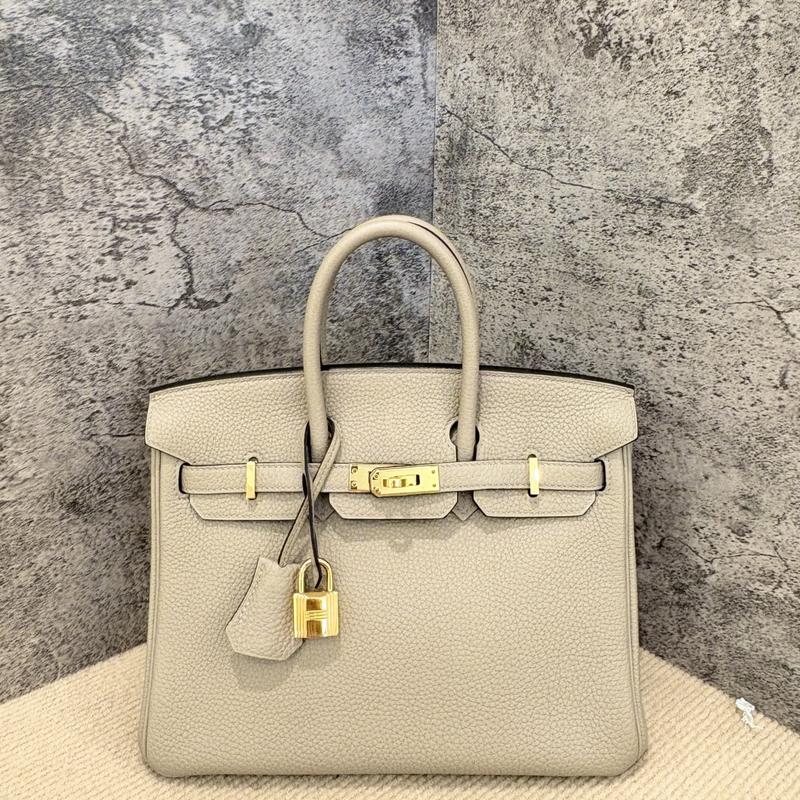Pre-owned Hermes Leather tote bags Birkin 25 Togo 81 Gris Tourterelle (kr1225m0)