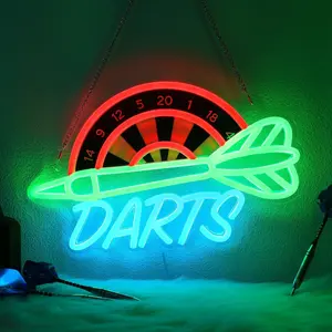 Darts Neon Light, Dimmable LED Dart Neon Wall Sign, USB Powered, Bedroom Living Room Game Room Decor, Birthday Gift for Dart Enthusiasts