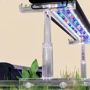 Adjustable LED Light Stand for Aquarium, Clear Acrylic Fish Tank Riser Support Kit 2pcs, Extendable Bracket for Width 2.34-4.7 Inches, Transparent Lamp Holder for LED Lighting, Reusable Easy Installation fine mesh net snap  fishtank wall  fish  tank