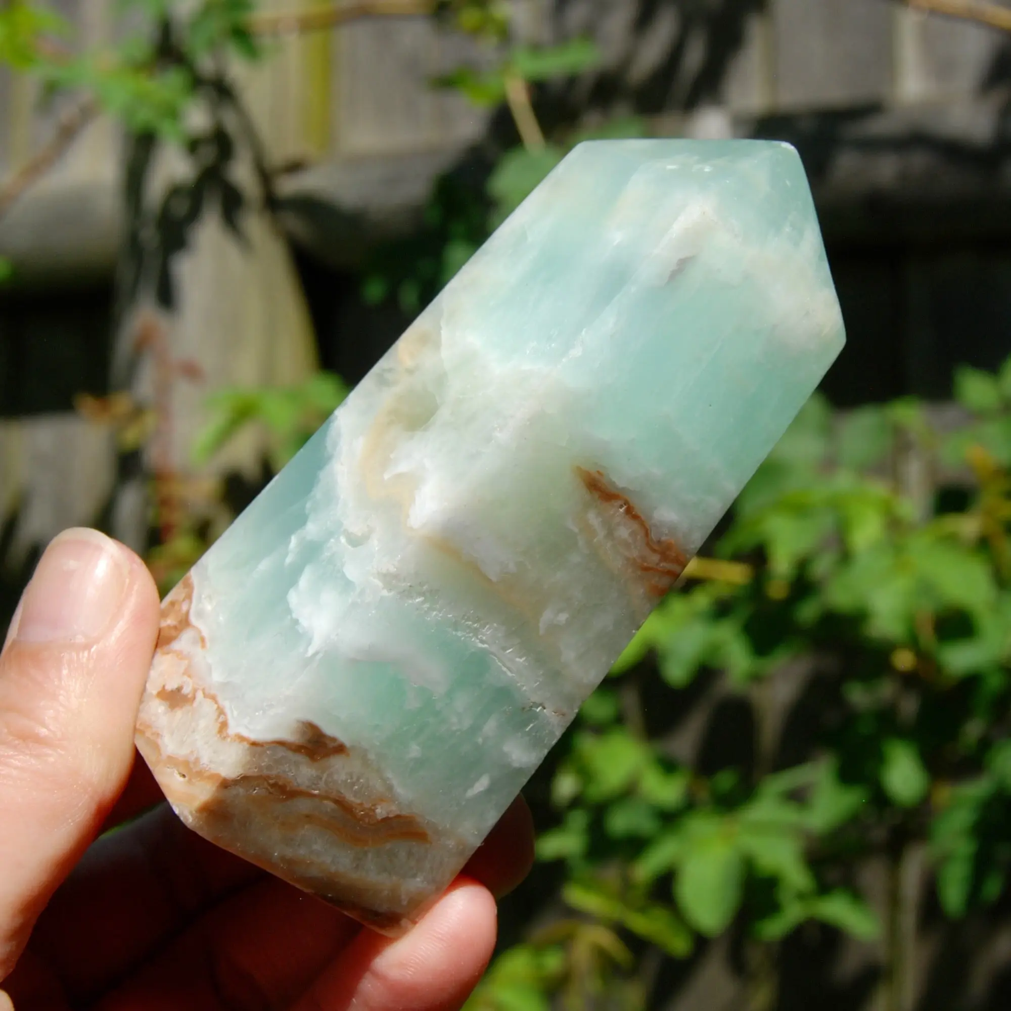 3.9in 244g Caribbean Blue Calcite Crystal Tower, Pakistan