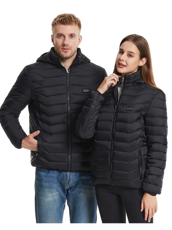 Men's Heated Jacket, 25 Heating Zones & 4 Heat Settings - Full-Zip Fleece Lined Winter Coat with Softshell Insulation and Heated System, Machine Washable Polyester Fabric, Suitable for Workers and Cold Weather (Not Included), Women's  Black Long Sleeve