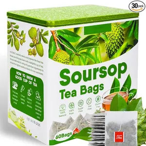30 Pure Soursop Leaves Tea Bags, Natural Soursop Graviola Leaves Teabag, Handmade Made of Premium Guanabana Leaves, Pleasant Taste Natural Flavor, No Sugar/Caffeine/Gluten (1.5g/bag)
