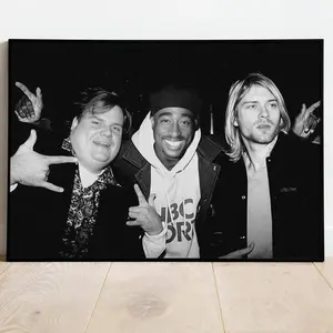 Kurt Cobain Chris Farley Poster, Vintage 90's Poster Gone but not forgotten, Kurt Cobain Poster print, hip hop poster art 90's rap Decor Photo