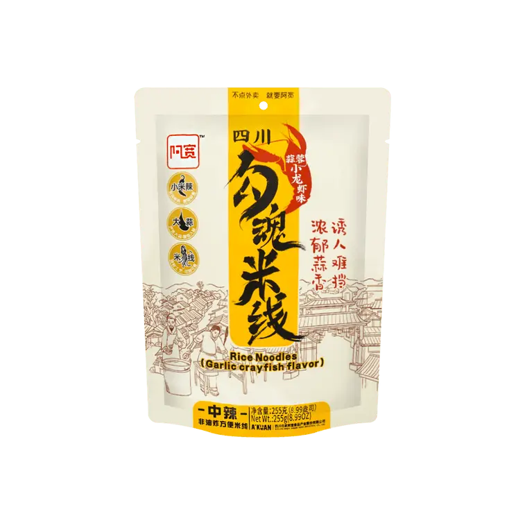 BJ Instant Seafood Rice Noodles, Savory Garlic Crawfish Flavor - 255g, Pickled Ginger, Ambient