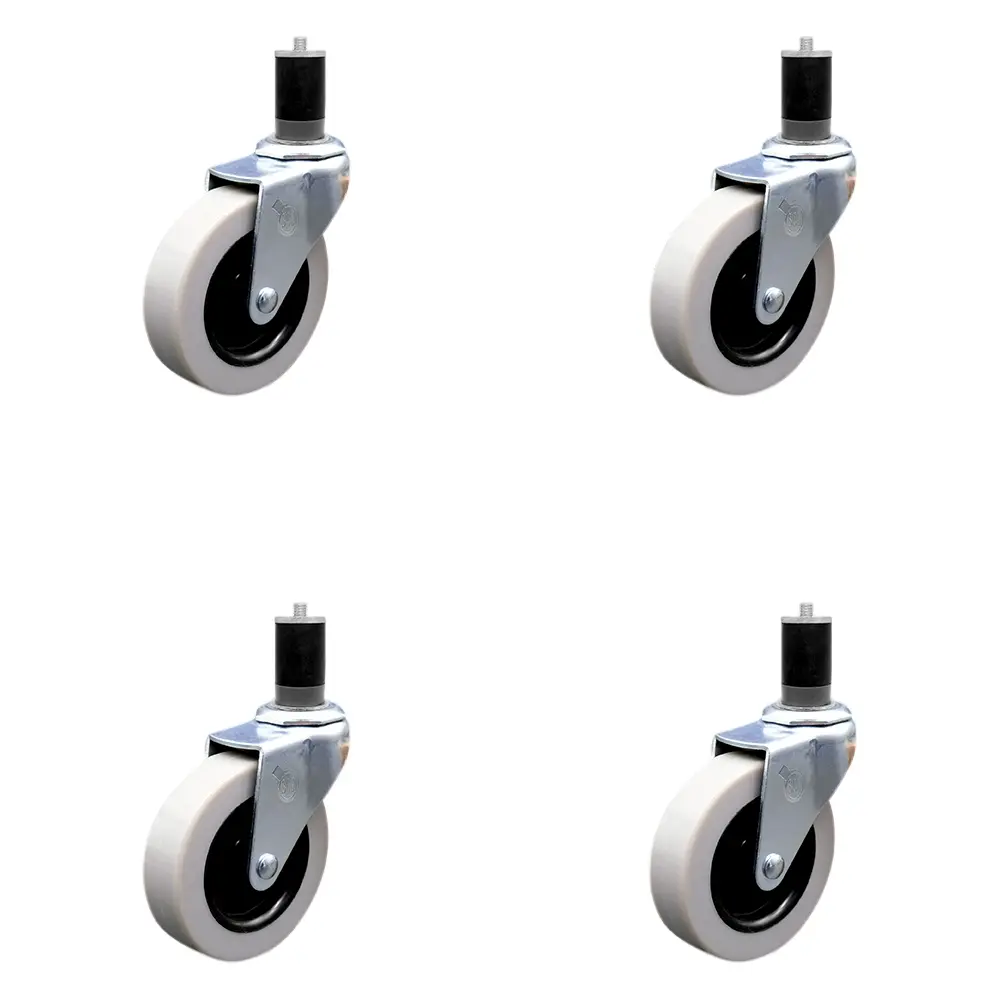 212 MAIN Anti-Rust Rubber Light Duty Swivel Caster Wheels - 4-Piece Set with 3 in. Thermoplastic Rubber Wheels, Dual Bearings, 1.63 in. Expanding Adapter Stem (Model SCC-EX05S310-TPRS-158-4), Anti-Rust Castors, Rubber Castors