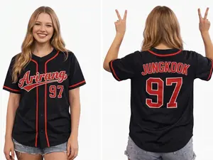 KOOK 97 Button Baseball Jersey | Short Sleeve Sport Tee | Oversized Casual Streetwear