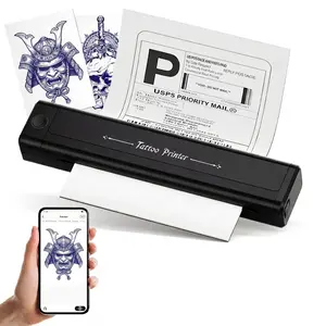 Wireless Tattoo Stencil Printer, No Ink Needed Bluetooth Thermal Transfer Machine, APP Control Compatible with iPhone Android PC, Portable A4 Stencil Maker for Beginners & Travel Artists