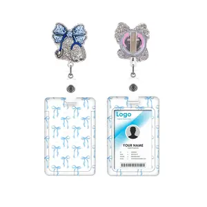 Bow Medical ID Badge Holder, ID Card Holder, Retractable Badge Reel with Rotating Clip, Personalized Work Label Badge Stand, Office ID Protector