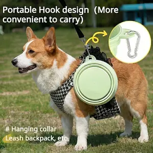 Collapsible Dog Bowl with Carabiner, Portable Silicone Pet Water and Food Dish for Spring Walks, Summer Travel, Hiking & Camping, Attaches to Leash or Backpack