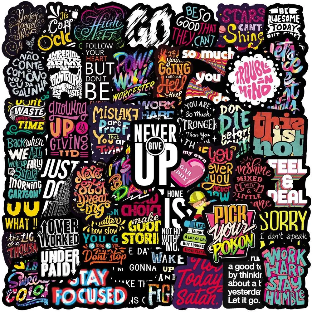 Inspirational Graffiti Series Sticker, Sticker Packs, Cool Stickers, 50pcs Party Favors, Vinyl Laptop Stickers for Guitar, Water Bottle & Skateboard, Sticker Set