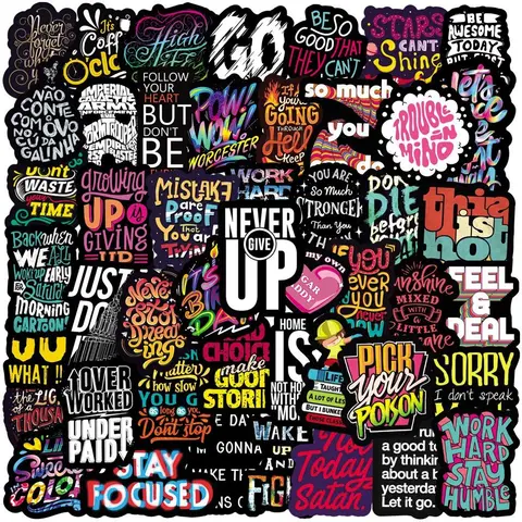 Inspirational Graffiti Series Sticker, Sticker Packs, Cool Stickers, 50pcs Party Favors, Vinyl Laptop Stickers for Guitar, Water Bottle & Skateboard, Sticker Set