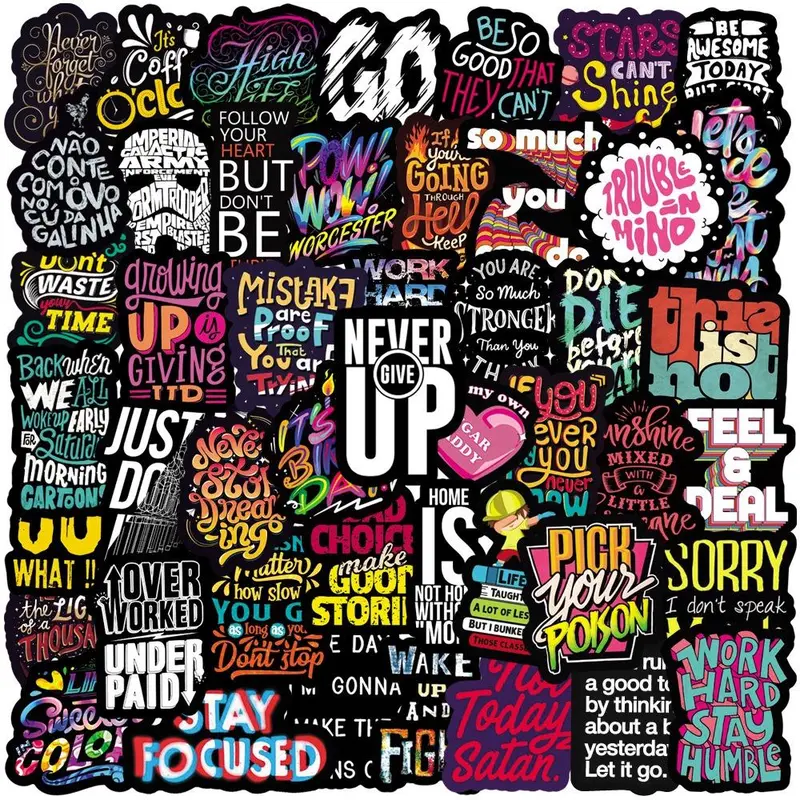 Inspirational Graffiti Series Sticker, Sticker Packs, Cool Stickers, 50pcs Party Favors, Vinyl Laptop Stickers for Guitar, Water Bottle & Skateboard, Sticker Set