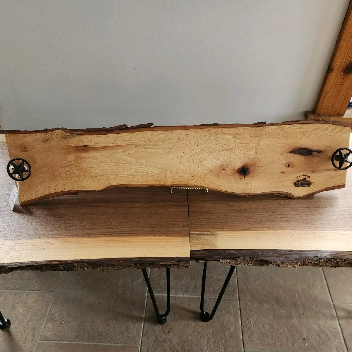 Live Edge Hickory Charcuterie Board for Kitchen Chopping